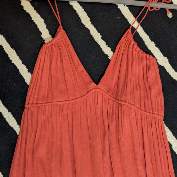 Free People Cosmico Maxi Endless Summer V Neck Sleeveless Dress Gauze Pink Red M - Picture 9 of 13
